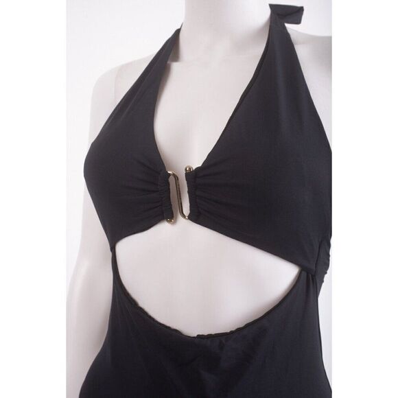 Zara Womens Swim Bathing Suit 1 Piece Black Halter Cut out S Small 2910/014 NWT - Picture 4 of 6